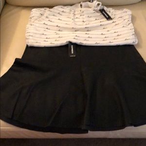 Tank top and faux leather skirt selling as a set